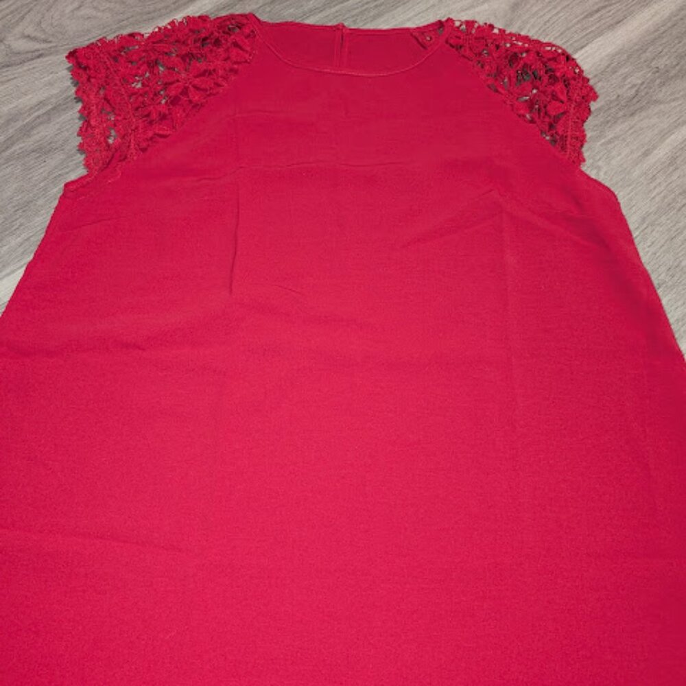 Shein womens red top knitted short sleeve